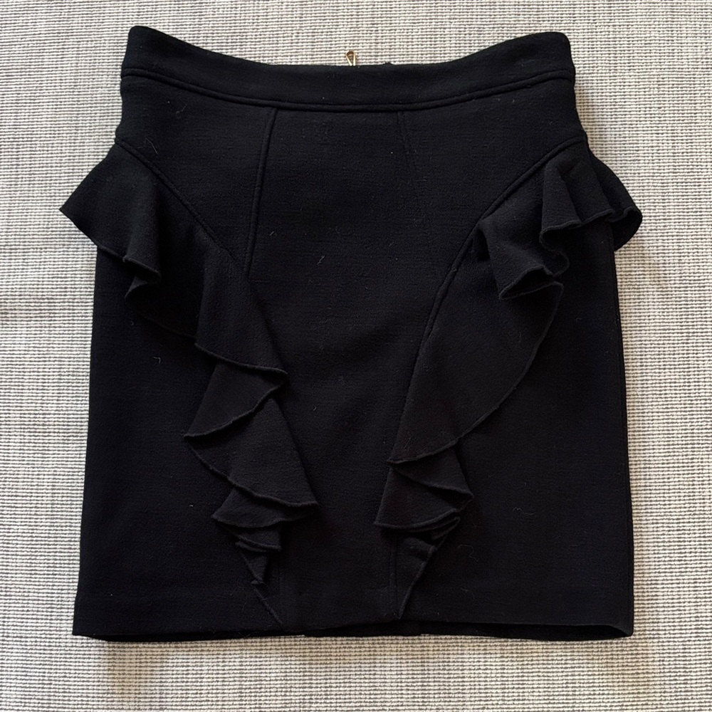 Leifsdottir Anthropology Black Wool Ruffle Skirt